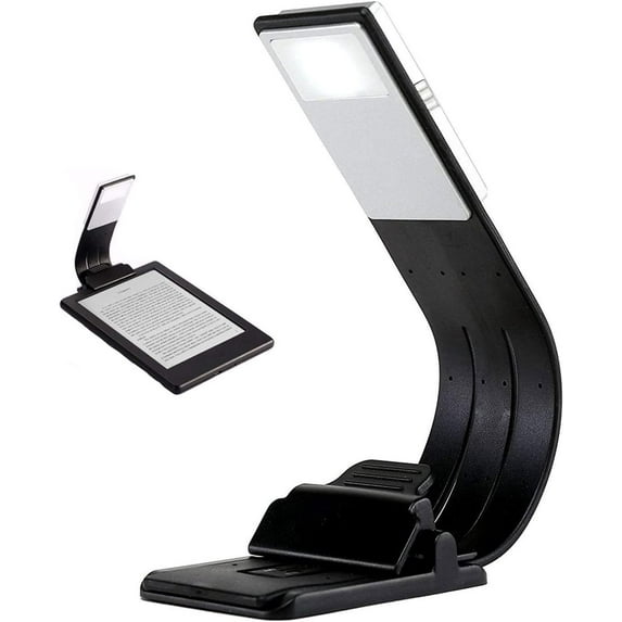 Rechargeable Reading Light with 4 Adjustable Brightness Levels, Flexible and Foldable Reading Lamp for Books, Kindle, iPad, Laptop (Cool Brightness)