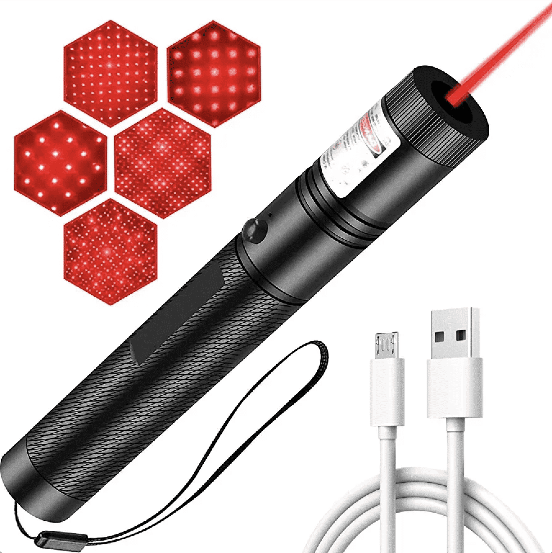 Rechargeable Red Laser Pointer High Powered 10,000 Feet Long Range Laser Beam Camping, Cat, Tactical