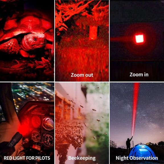 Rechargeable Red Light Tactical Flashlight500 Yard Red Light Zoomable Flashlight Observation Lights with Pressure Switch Universal Picatinny Rail Mount kit.$$Other