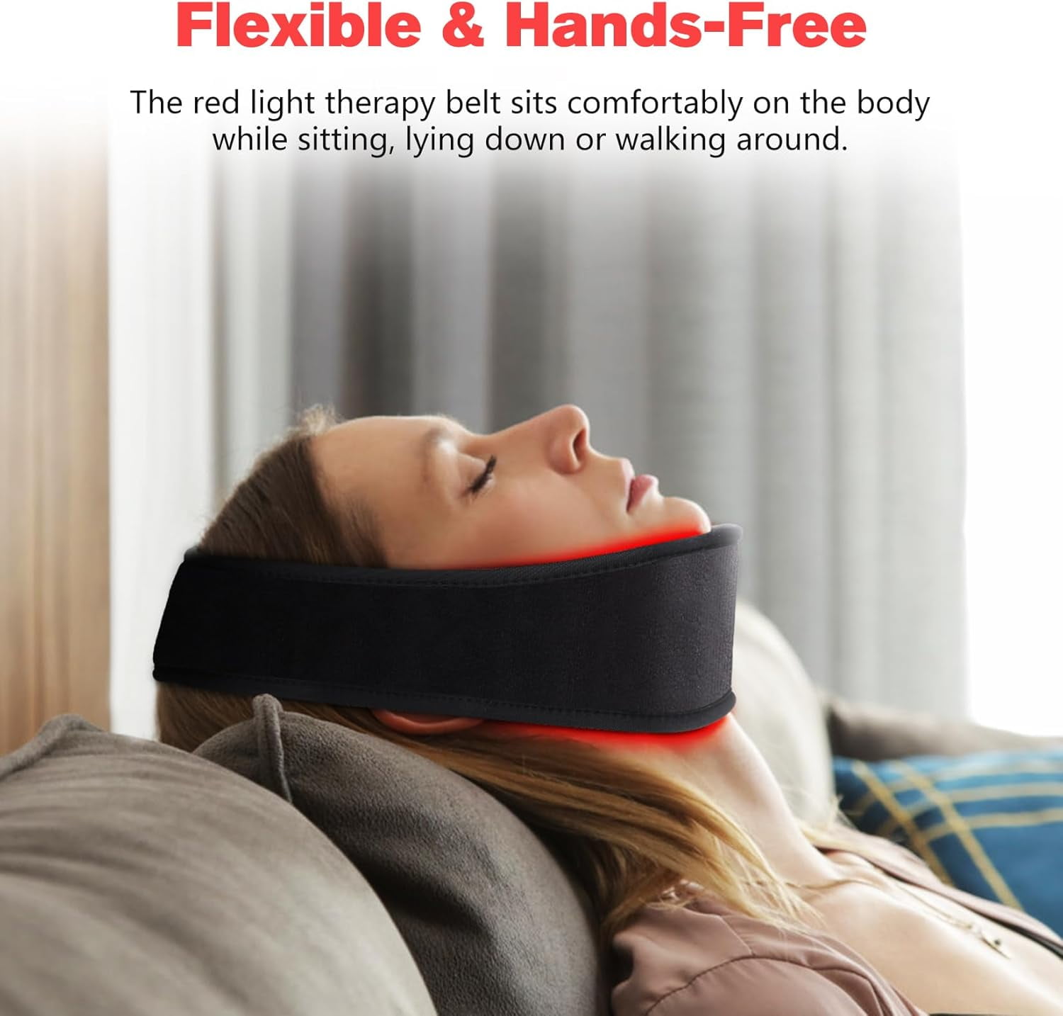 Rechargeable Red Light for Neck Chin 8 Colors Portable Near Infrared Light Belt Wearable Neck Chin Firming V Face Wrap