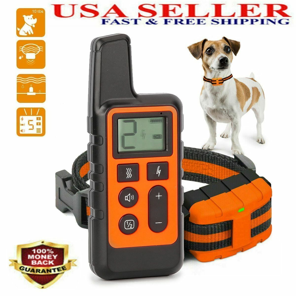 Rechargeable Remote Control Dog Training Collar Electric Shock Vibration