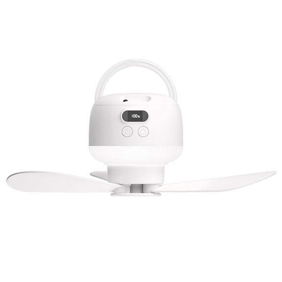 Rechargeable Remote Controlled Ceiling Fan With LED Light Adjustable Speed Silents Operations For Camping Tent Home Outdoor