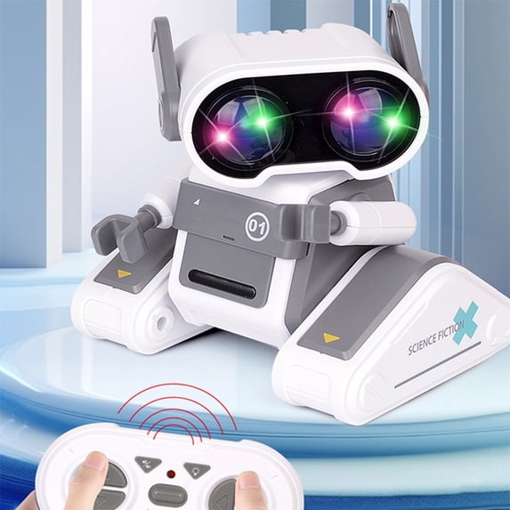 Remote Control Robot, 2.4G Smart Interactive RC Robot, Dancing & Singing Toy, LED Color Changing Eyes, Programmable Actions, USB Rechargeable, STEM Educational Gift for Kids Age 4+