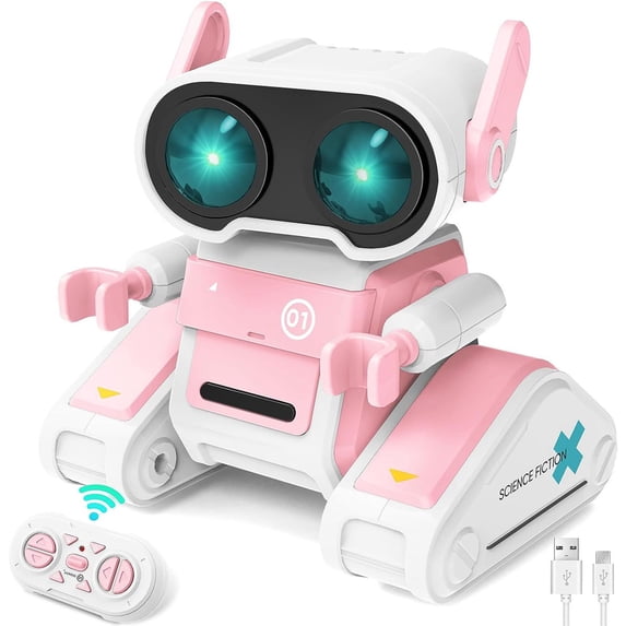 Remote Control Robot, 2.4G Smart Interactive RC Robot, Dancing & Singing Toy, LED Color Changing Eyes, Programmable Actions, USB Rechargeable, STEM Educational Gift for Kids Age 4+