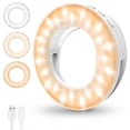 thumbnail image 1 of Rechargeable Ring Light Clip-on for iPhone, Android with 4 Adjustable Light Modes 40 Leds Beads Built-in 200mAh Battery Selfie Fill Ring Light for Photography Camera Video Girl Makes up, 1 of 7