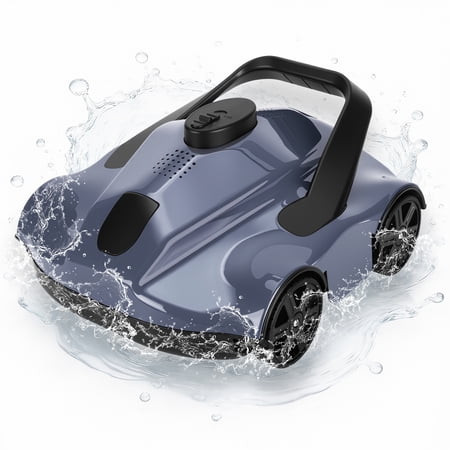 Rechargeable Robotic Pool Suction Cleaner for Above-Ground Flat-Bottom Pools up to 860 Sq.Ft, 130-Min Runtime, 150 Ft³/h Powerful Suction, Self-Parking, Efficient Filtration, Portable Design, Grey