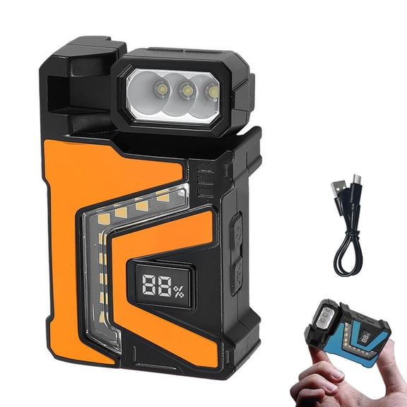 Rechargeable Rotatable Multi Function LED Work Flashlight with Power Indicator, Portable Emergency Outdoor Lamp