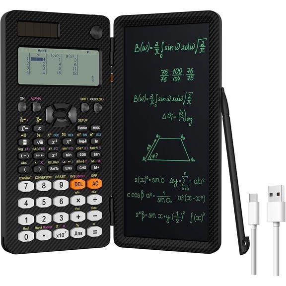 NEWYES 991EX Rechargeable Scientific Calculator for Students, 552 Function Foldable Science Calculator with Notepad Solar Energy for High School College Office Supplies (Black)