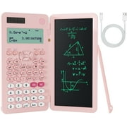 NEWYES 991ES MAX - 417 Function Rechargeable Scientific Calculator with Writing Tablet Notepad for Students, 4-Line MultiView Display, for Middle and High School Supplies(Pink)