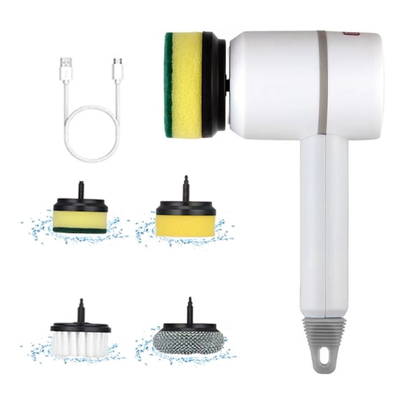 Rechargeable Scrubber Brush, Grout Cleaner with 4 Replaceable Brush Heads, USB Electric Cleaning Brush for Bathroom Tile Bathtub Kitchen Floor Sink