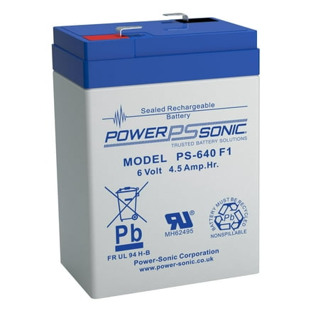 Rechargeable Sealed Lead Acid Battery PS-640 6V 4.5 AH @ 20-hr. 6V 4.1 AH @ 10-hr