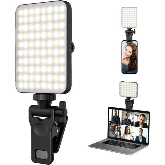 Rechargeable Selfie Light & Phone Light Clip for iPhone - Phone LED Light with Adjustable Brightness, Perfect for Selfies, Makeup, TikTok, Live Streaming & Video Conferencing Black