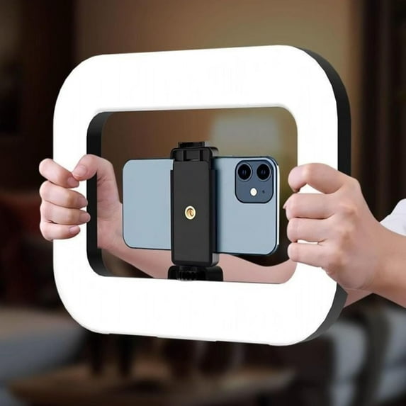 Rechargeable Selfie Portable Ring Light – Adjustable Bicolor Fill Light, Rechargeable Ring Light, Phone Video Stabilizer for iPhone with 4400mah Built-in Battery for 360 Photo Booth Accessories (A)