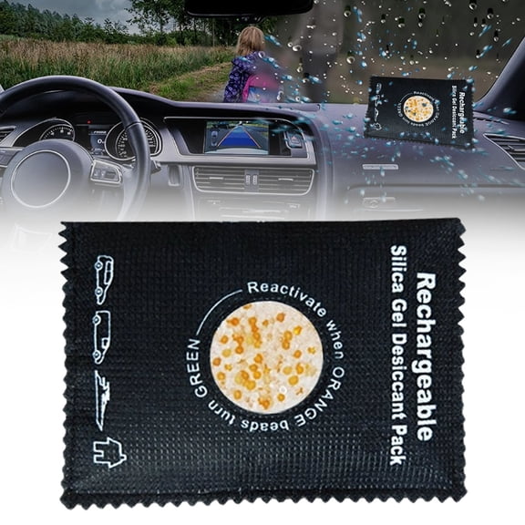 Rechargeable Silica Gel Desiccant Pack,Car Moisture Absorber Bags,Reusable Dehumidifier Bags Portable Condensation Absorbers for Closet, Car, Basement, RV and Storage(A-100g)