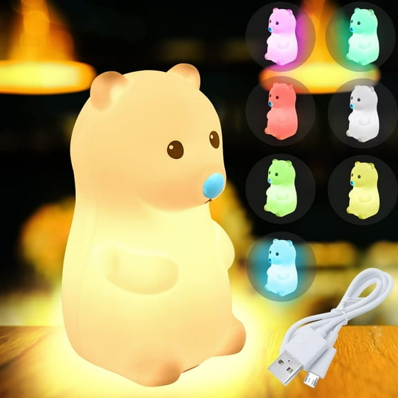 Rechargeable Silicone Children's Night Light, USB Plug Silicone Night Light, Silicone Clap Light, Multicolored Baby Night Light, Soft, Comfortable, Lovely