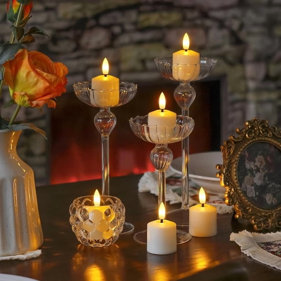 Rechargeable Small Flameless Tea Light Candles with Remote Function, LED Votive 2/4/6/8 Hours Timer 1.5" X2.17"