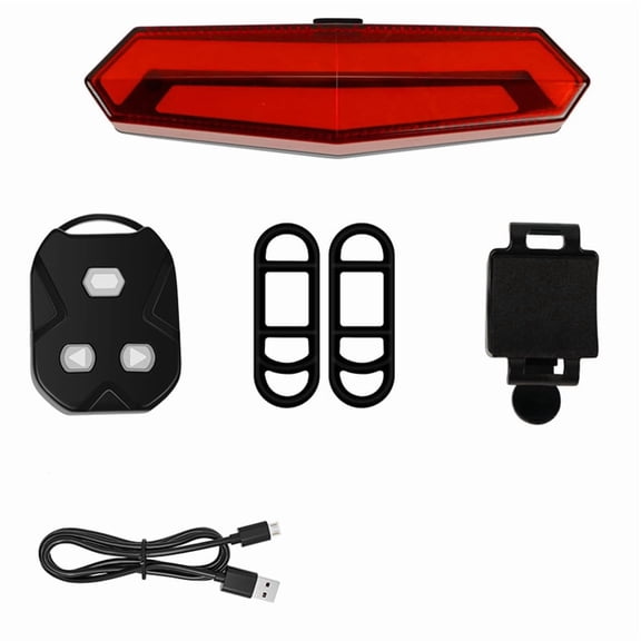Rechargeable Smart Bike Tail Light with Turn Signals Waterproof Rear Bicycle Light with Remote Control,1 x Tail light 1 x wireless remote control 2 x fixing straps 1 x base straps 1 x USB data cable