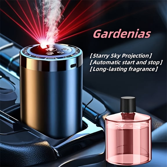Rechargeable Smart Car Perfume Diffuser, Starry Sky Projection & Soundwave Tech Air Freshener Humidifier