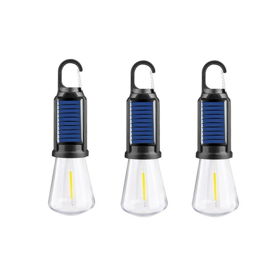 Rechargeable Solar Camping Light Bulb Vintage Outdoor Hanging LED Ambient Warm Light Waterproof IPX4 for Camping Fishing Travel Yard Decoration DIY Chandelier 400MAH Battery Type-C 2-10H Runtime