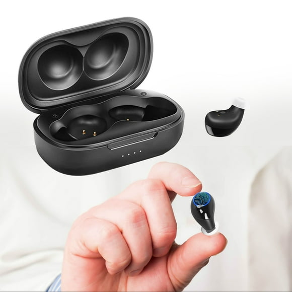 Rechargeable Sound Amplifier for Ears, Invisible Personal Digital Sound Amplifier with Magnetic Contact Charging Box ,Black.