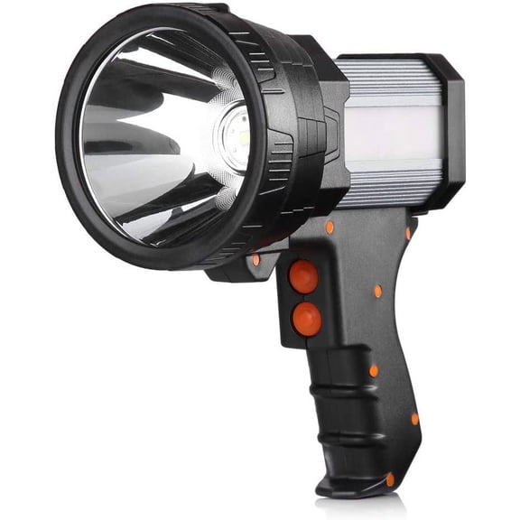 Rechargeable Spotlight, 1000,000 -Lumen Spot Lights Hand held Large Flashlight Handheld Spotlight Lightweight and Super Bright Flashlight (Aluminium_Alloy Black)