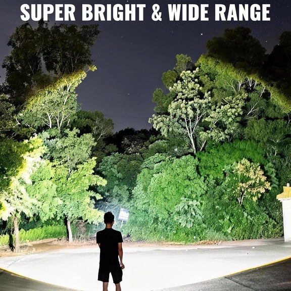 Rechargeable Spotlight,2000000 LM Super Bright Handheld Spot Light LED Flashlight High Lumens,Powered Spotlight Large Searchlight Outdoor with Foldable Tripod for Boating Camping Hunting