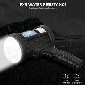 Rechargeable Spotlight, 90,000 Lumens Handheld Hunting Flashlight Led Spot Light with Cob Light and Solar Panels, Lightweight and Super Bright Spotlight for Hunting Boating Camping
