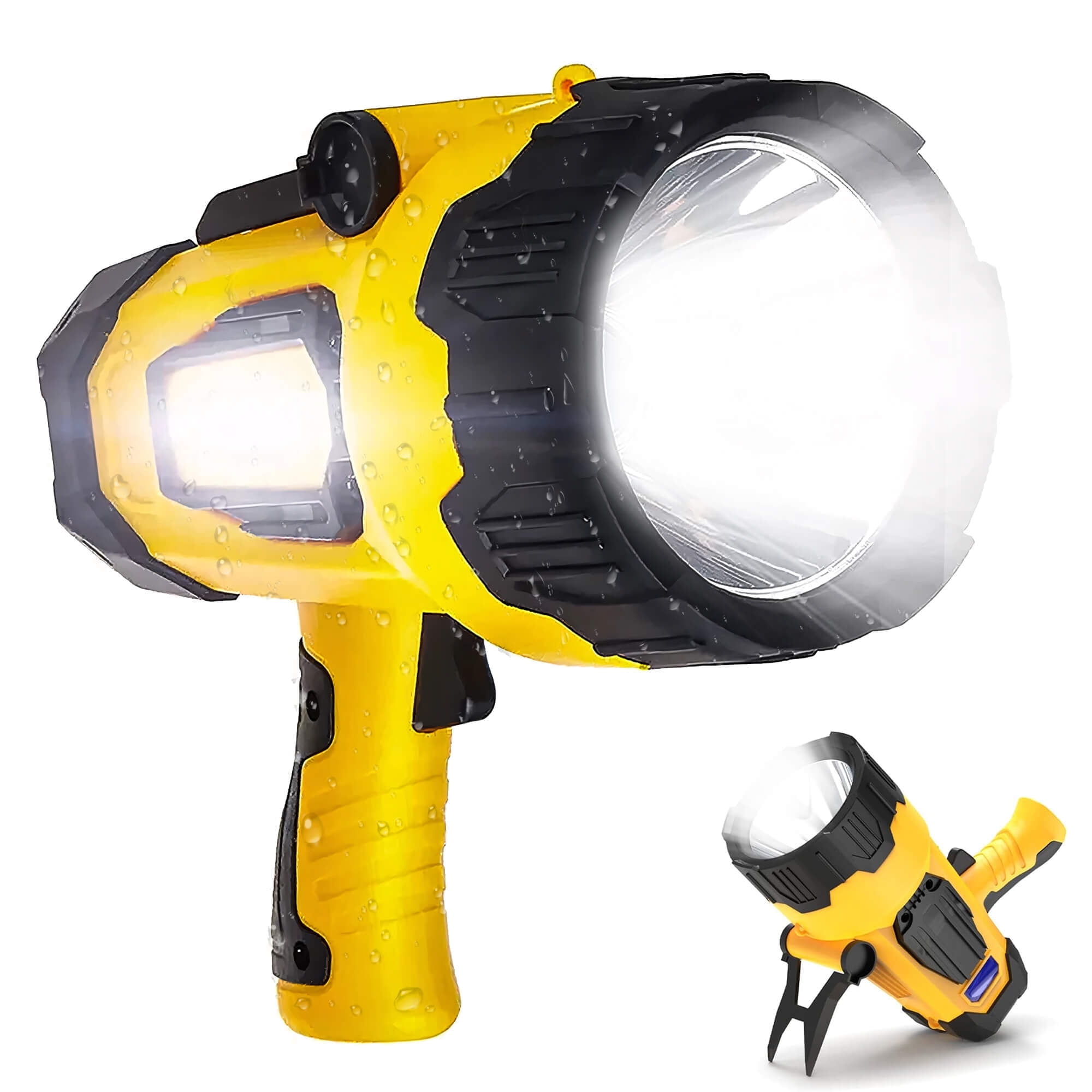 Rechargeable Spotlight, Super Bright LED Handheld Spotlight, 4400mAh Waterproof Flashlight Searchlight for Boat Camping Country Farm