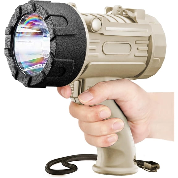 Rechargeable Spotlight Flashlight with 1000000 High Lumen LED, IP67 Long Running Spot Light searchlight, Resistant Handheld Spotlight with Foldable Stand and Red Lens