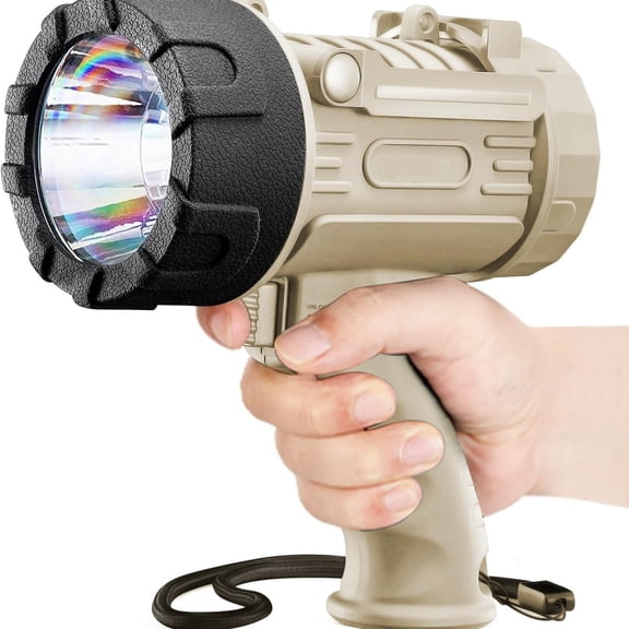Rechargeable Spotlight Flashlight with 1000000 High Lumen LED, IP67 Waterproof Long Running Spot Light searchlight, Impact Resistant Handheld Spotlight with Foldable Stand and Red Lens