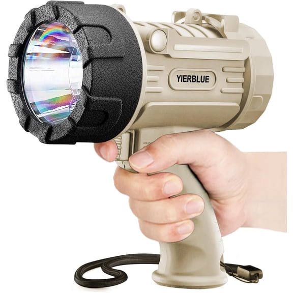 Rechargeable Spotlight Flashlight with 1000000 High Lumen LED, IP67 Waterproof Long Running Spot Light searchlight, Impact Resistant Handheld Spotlight with Foldable Stand and Red Lens