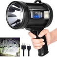 thumbnail image 1 of Rechargeable Spotlight Flashlight - 9000 Lumens Super Bright, Handheld LED Spotlight with COB Light & Solar Panel, Waterproof Hunting Light for Boating, Camping, Emergency (Includes USB-C Charging), 1 of 18
