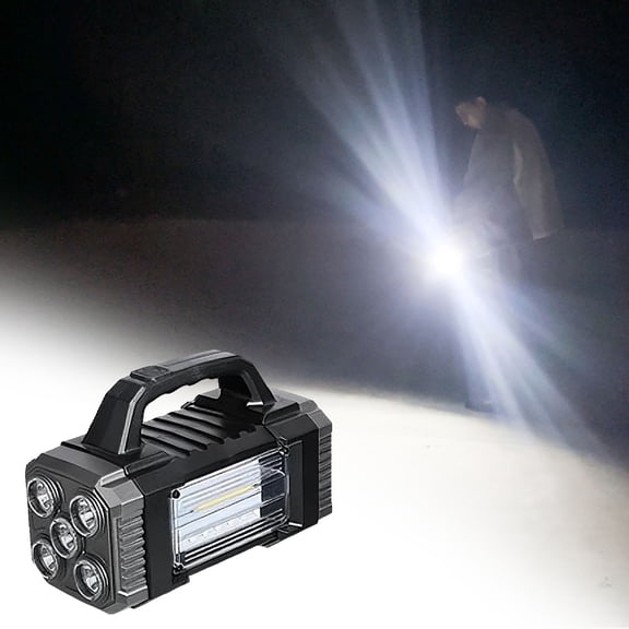 Rechargeable Spotlight Flashlight,High Lumen Handheld Spotlight,LED Searchlight with USB Output for During Hurricane,Emergency,Storms,Outages,Hunting,Hiking,Camping(Black)