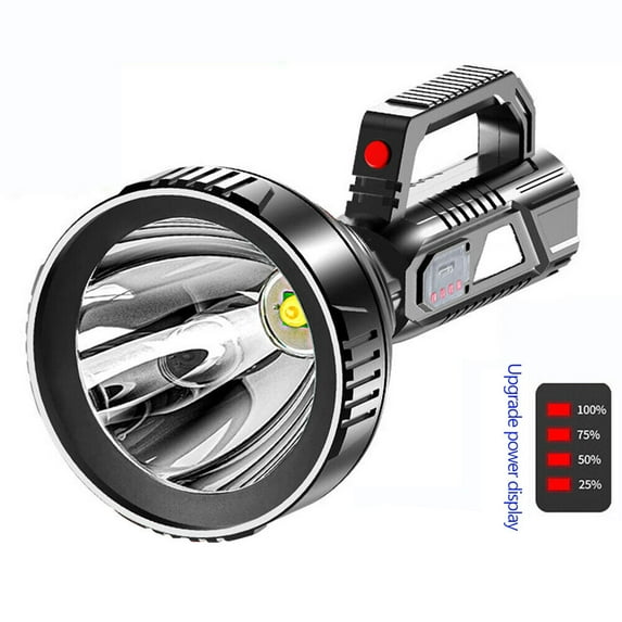 Rechargeable Spotlight Flashlight High Lumens, 90000 Lumens Super Bright Led Searchlight with USB Output, 3 Modes Handheld Spotlight for Camping Emergencies