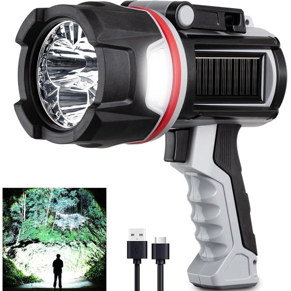 Rechargeable Spotlight Flashlight, Super Bright 2000000 Lumen Long Lasting Handheld Spot Light LED for Hunting Boating Camping