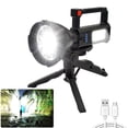thumbnail image 1 of Rechargeable Spotlight Flashlights High Lumens, 90000 Lumens Super Bright LED Searchlight Flashlight with Tripod and USB Output, IPX5 Waterproof, for Emergencies, Fishing, Hiking, Camping, 1 of 7