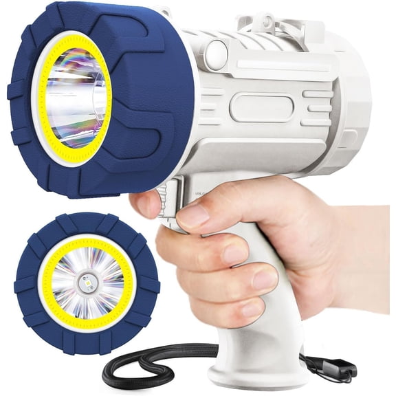 Rechargeable Spotlight Floodlight Combo High High Lumen LED, IP67 Spot Light COB Flood Light, Impact Resistant Handheld Spotlight with Foldable Stand and Red Len