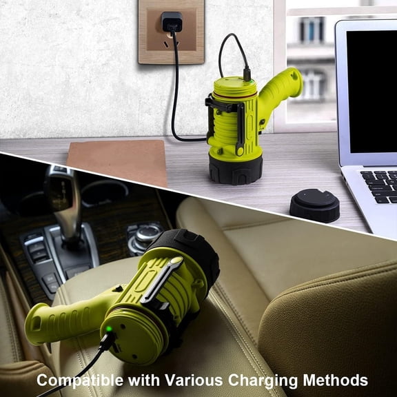 Rechargeable Spotlight with 90,000 High Lumen LED, IP67 Waterproof Handheld Flashlight Searchlight with Detachable Red Light Filter