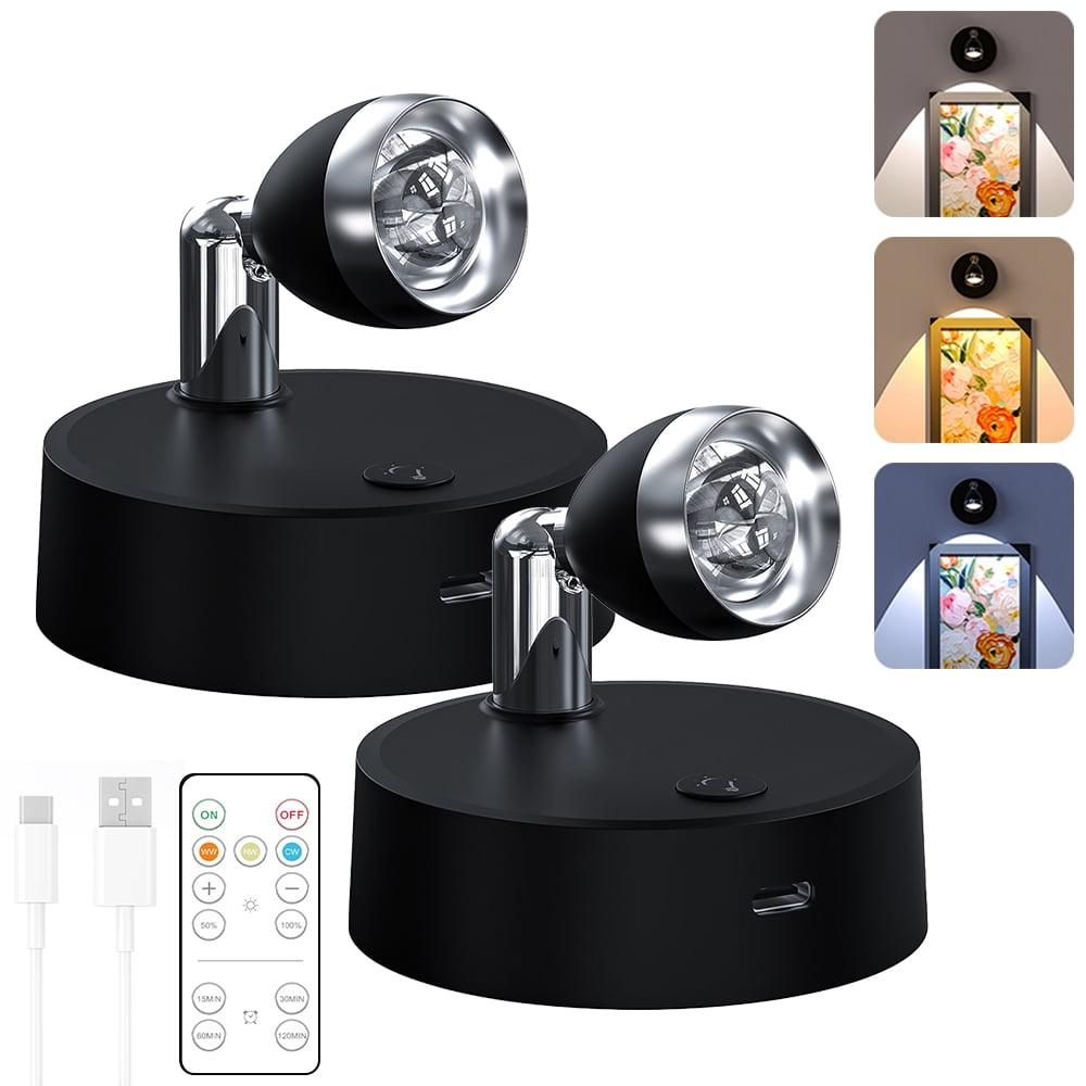 IRTTO, Wireless Indoor LED Spotlight, 2 Pack, Battery Operated ...