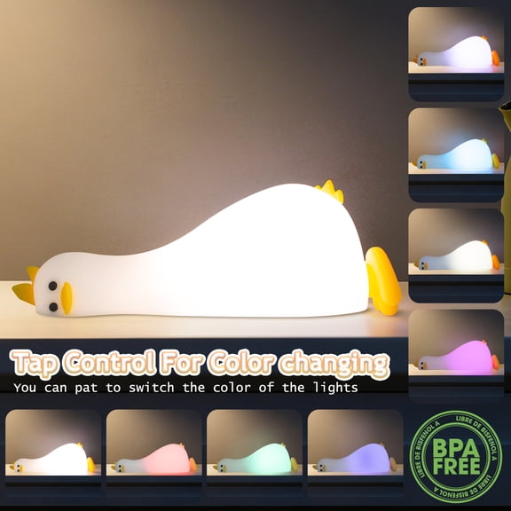 Rechargeable Squishy Night Light,Dimmable Silicone Touch Lamp,Cute Animal Nightlight for Kids Room,Nursery,Bedside Table Decor