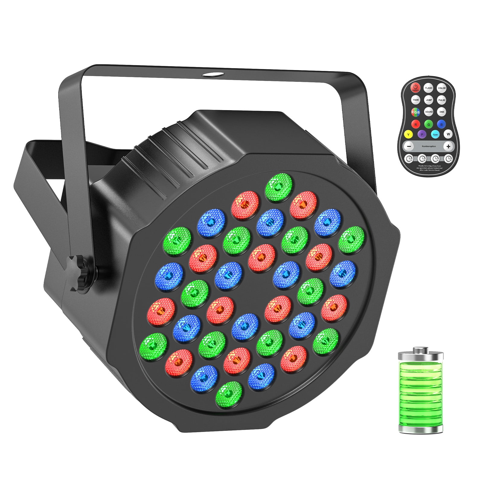 Rechargeable Stage Lights 36 RGB LED DJ Par Lights - Sound Activation & Remote & DMX512 for Birthday Christmas Wedding