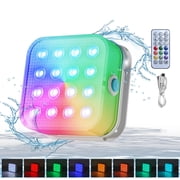 Rechargeable Submersible Pool Lights with Remote, Waterproof Underwater Charging Battery Operated Controlled 16 Color Changing LED with Magnet Floating Lights Pool Pond Decoration