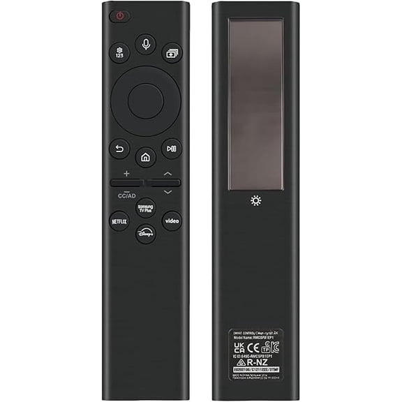 Rechargeable TV Remote for Samsung Smart TVs, Replacement for All 2019-2025 Samsung TV Remote Control with Voice Control. USB-C Fast Charging. Solar Charging. 2-Year Warranty.