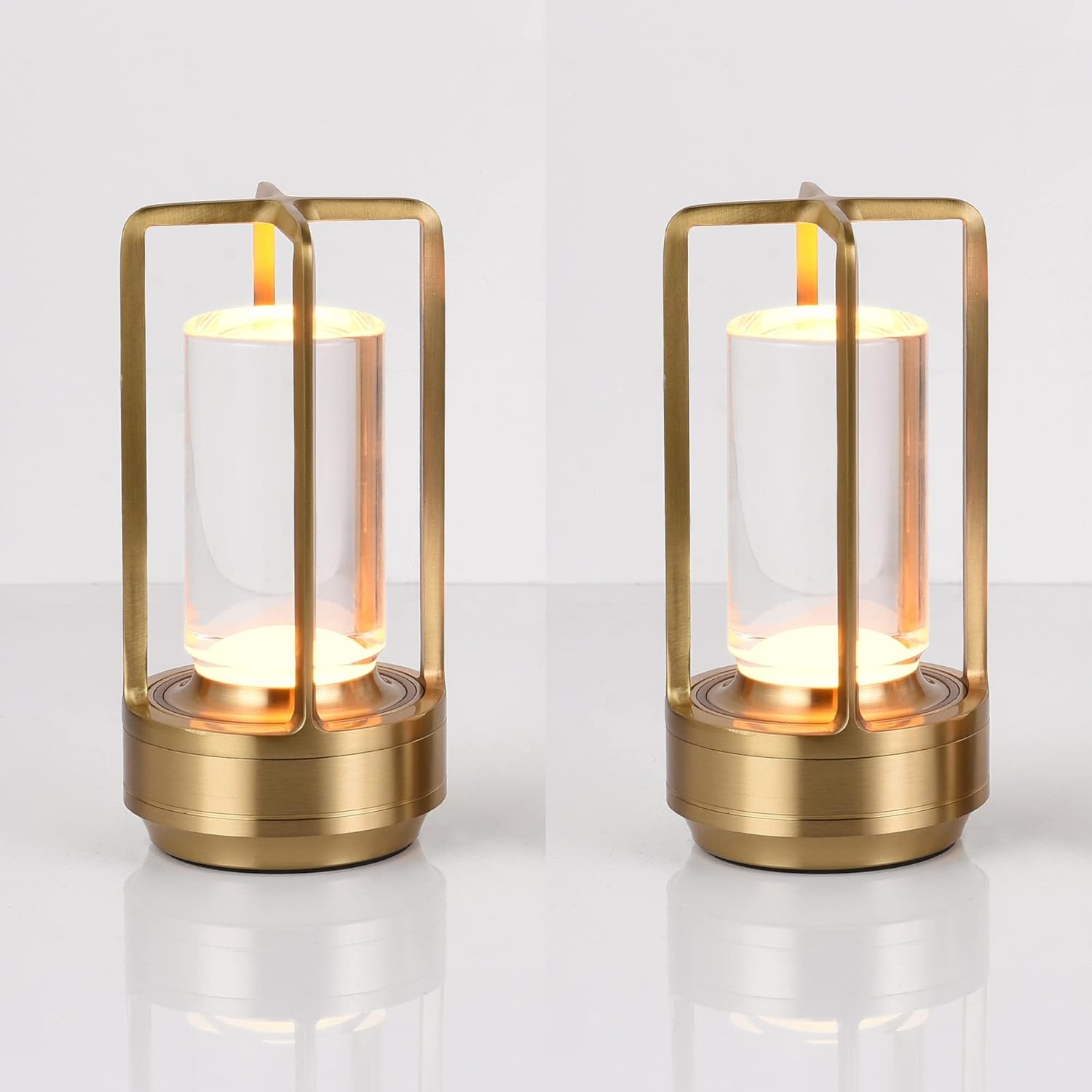 Rechargeable Table Lamp-Portable LED Table Lamps with Touch Sensor, 3-Color Stepless Dimming, Last Up to 20-40 Hours, Table Lamp for Living Room, Bedroom, Indoor&Outdoor Camping Light 2 Pack
