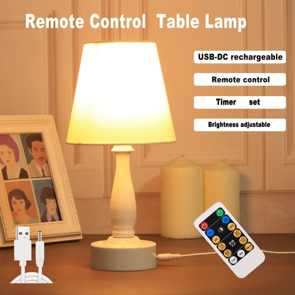 Rechargeable Table lamp samll size H11.5'' with remote contorl cool/warm LED bedside lamp timer set for reading ,USB charging