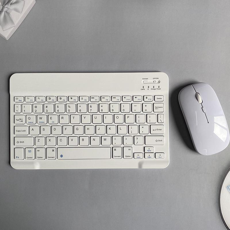 Rechargeable Tablet Wireless Bluetooth Keyboard Mouse Set for Laptop Phone for ipad for Samsung iOS Android Windows Green White Black (white)