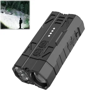 Rechargeable Tactical Flashlight with 4 Brightness Modes, 2 Switch Dual Beam Magnetic Work Light, High Lumen LED Waterproof for Hiking Camping Survival(wwx)