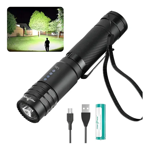 Rechargeable Tactical LED Flashlight - Wuben Peetpen L28, 2000 Lumens, 148m Beam, 5 Light Modes, Waterproof, for Camping, Emergency & EDC