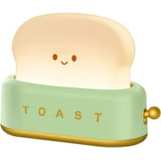 Rechargeable Toast Lamp - Cute LED Night Light for Kids Teens, Kawaii Desk Decor for Bedroom, Bedside, Living Room, Gift for Girls (Toaster Shape, Warm White Light, USB Powered, Aesthetic Room Decor)