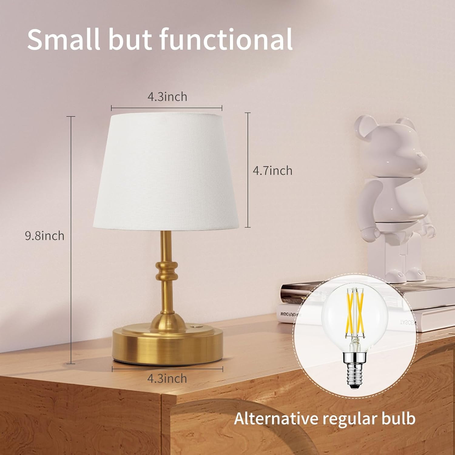 Rechargeable Touch Bedside Lamp with Fabric Shade + Special Offer + Warm 2700K Ambient Lighting + Everyday Home Use